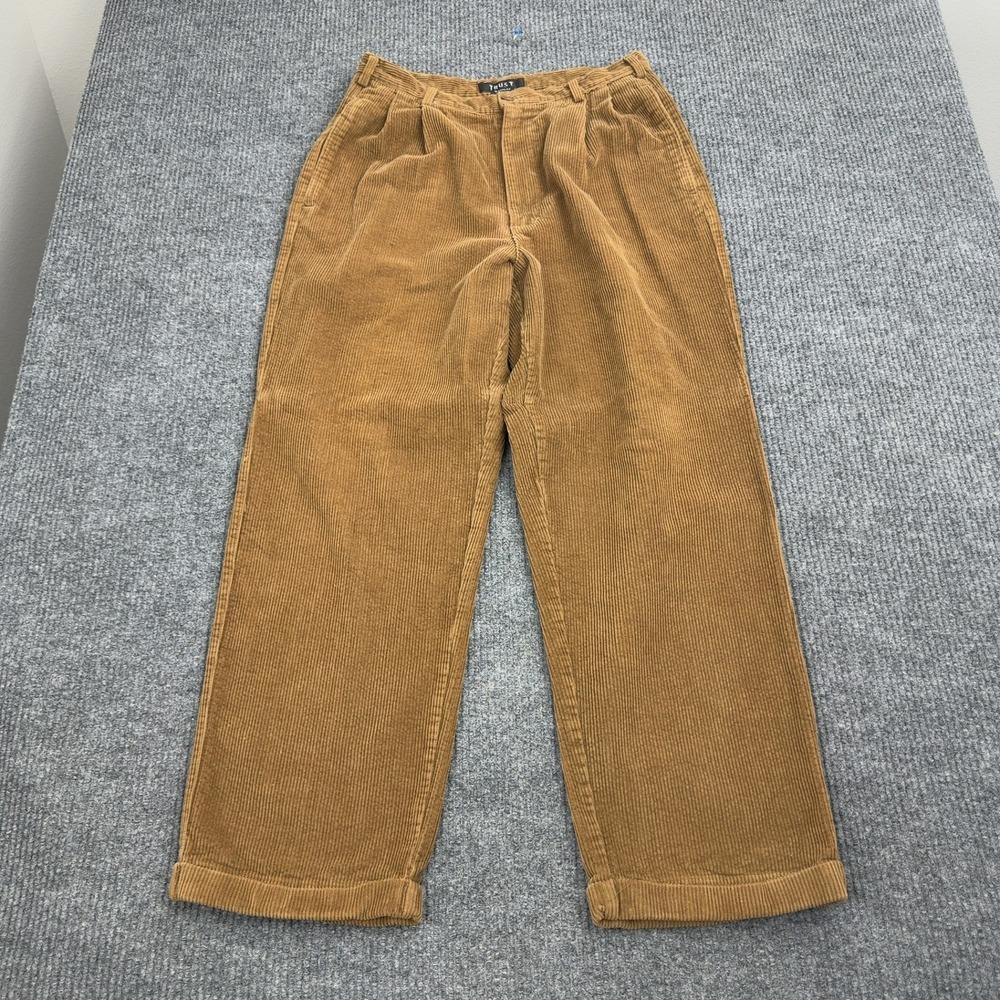 Trust Pants Mens 32 Brown 100% Cotton Corduroy Pleated Relaxed Fit Skate Style